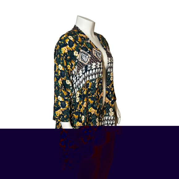 O’Neil Green Bohemian Boho Long Duster Open Front Cardigan Cover Up M/L - Picture 3 of 6